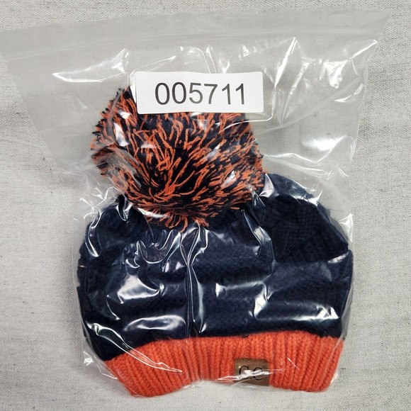 Auburn Tigers Colors Beanie One Size Fits All Blue Orange Pom Pom - Picture 7 of 7